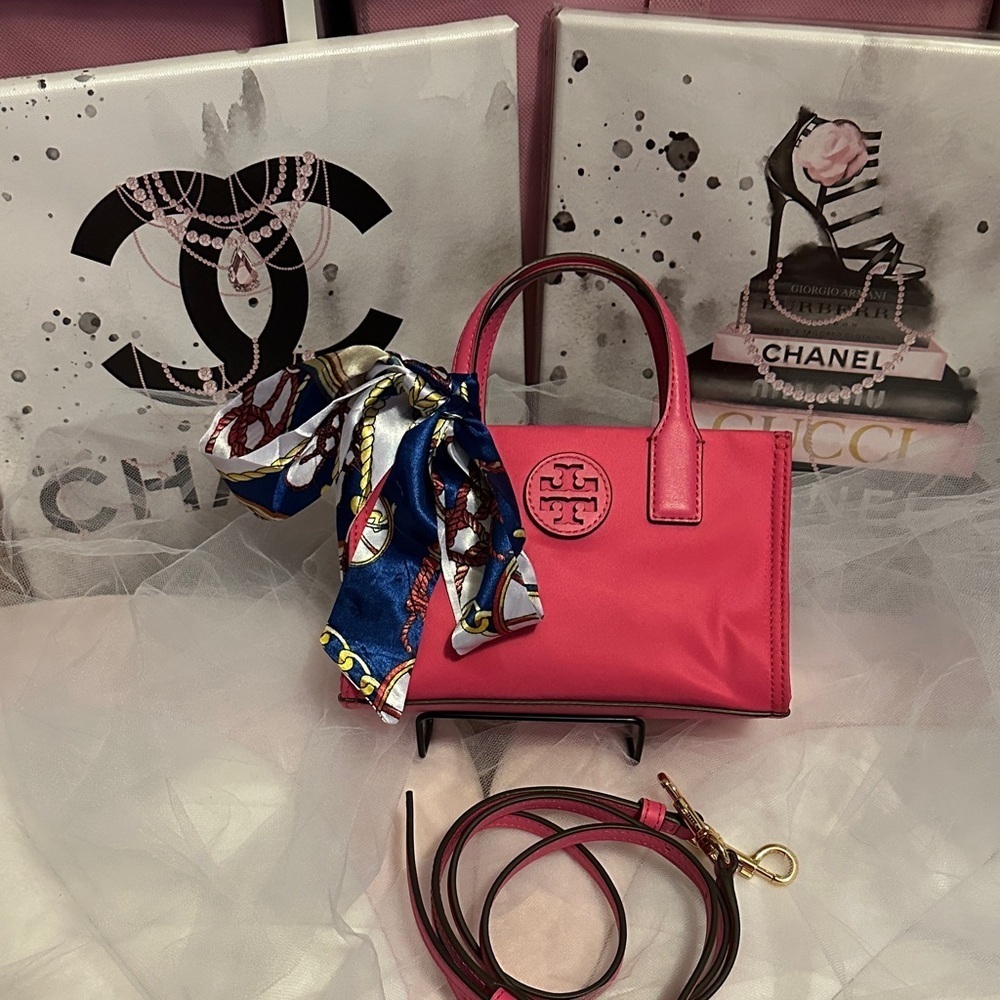 Tory Burch Fuchsia Mini Bag with Scarf Accent